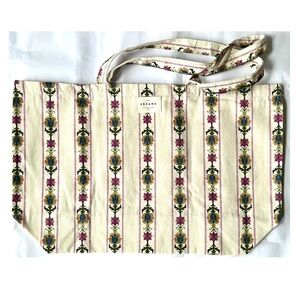 Sezane Floral Stripe Canvas Tote Bag